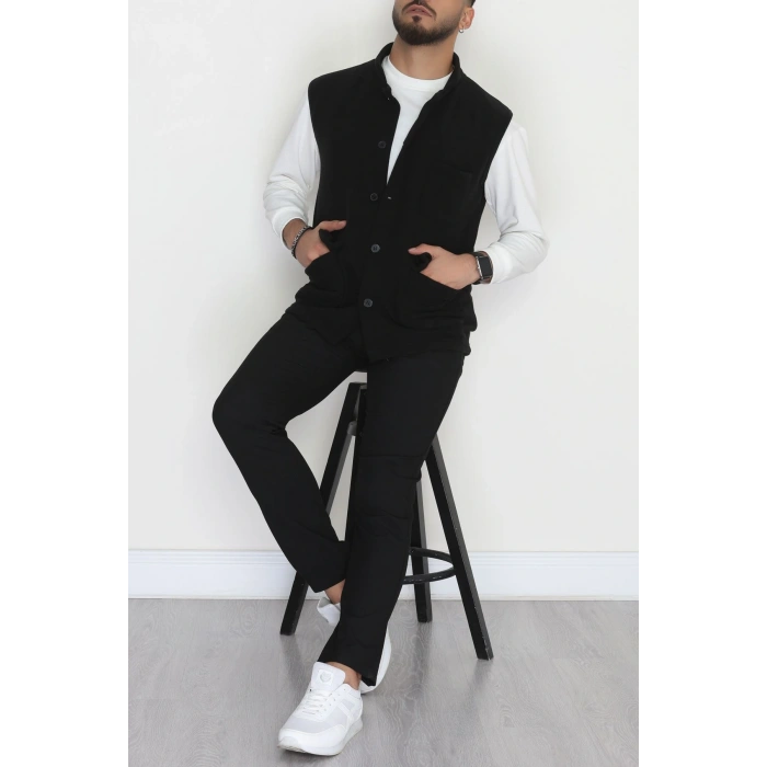 Tüylenmeyen Erkek Polar Yelek Siyah - 42598.1937.