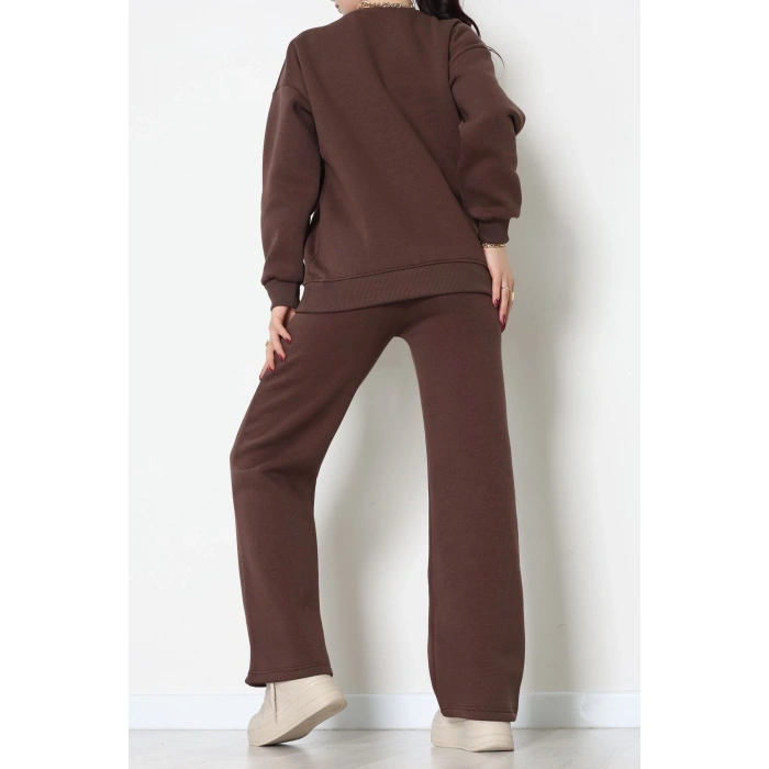 Üç İplik Eşofman Takımı Acıkahve - 70779.1878.