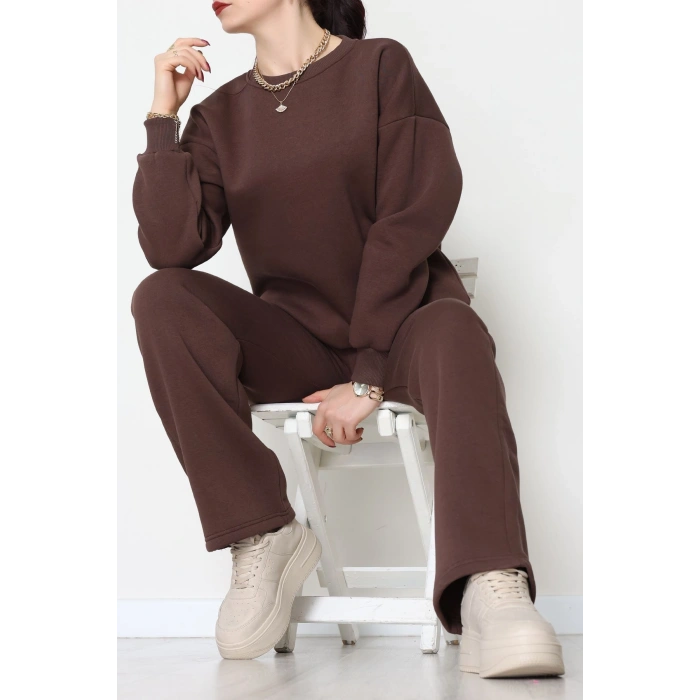 Üç İplik Eşofman Takımı Acıkahve - 70779.1878.