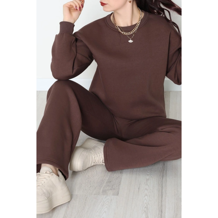 Üç İplik Eşofman Takımı Acıkahve - 70779.1878.