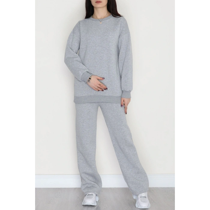 Üç İplik Eşofman Takımı Açıkgri - 70779.1878.