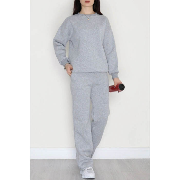 Üç İplik Eşofman Takımı Açıkgri - 70779.1878.