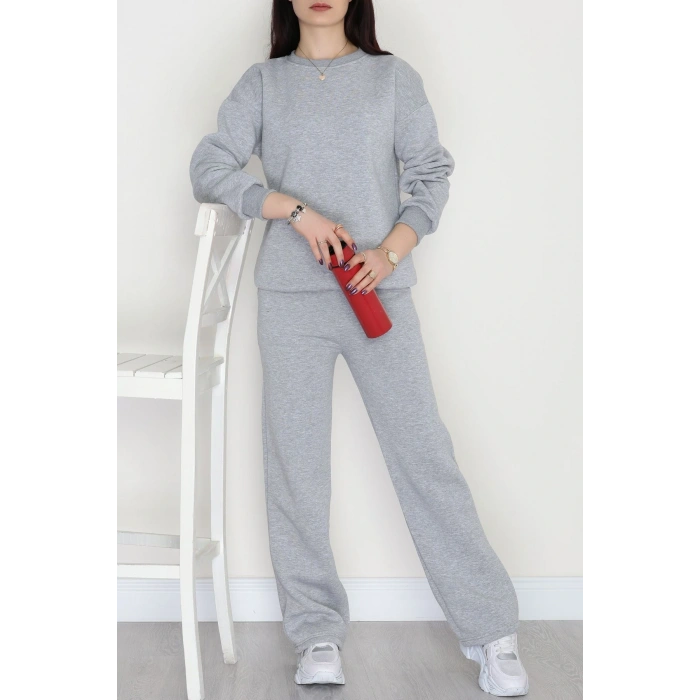 Üç İplik Eşofman Takımı Açıkgri - 70779.1878.