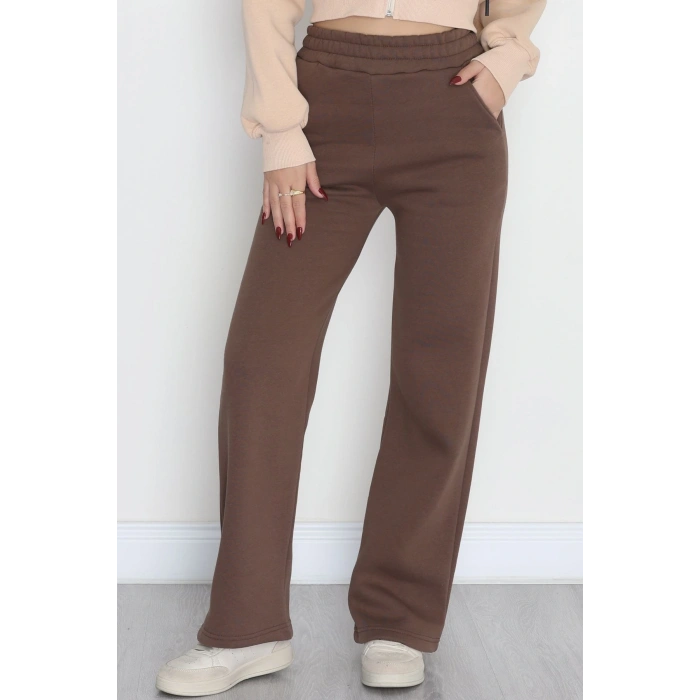 Üç İplik Palazzo Eşofman Altı Açıkkahve - 20970.1878.