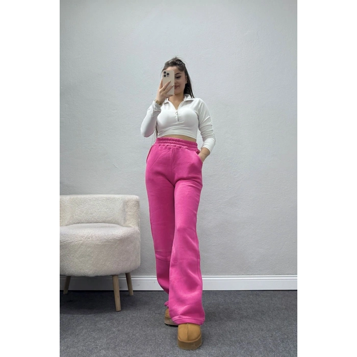 Üç İplik Palazzo Eşofman Altı Fuşya - 20970.1878.