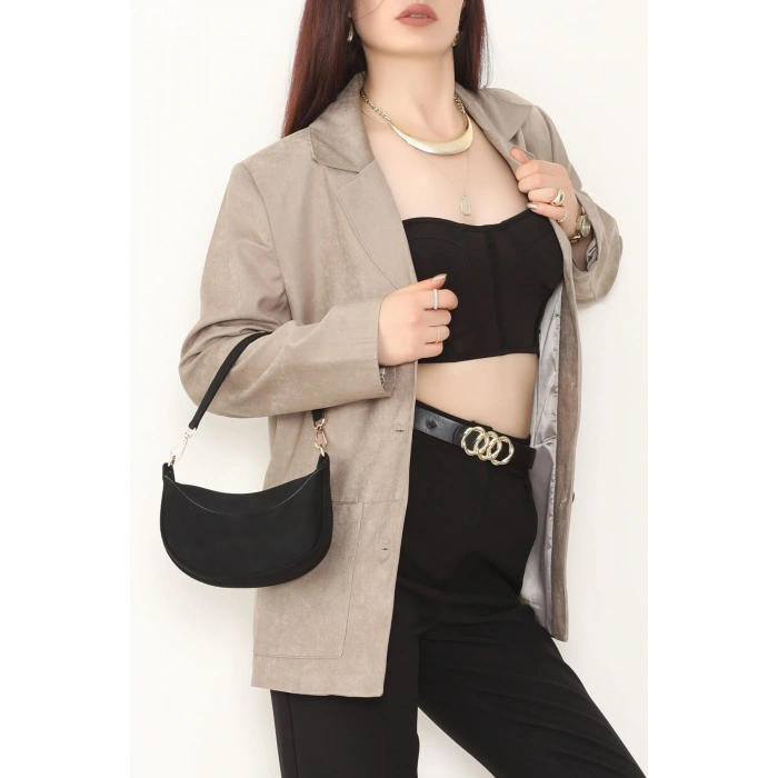 Üstten Takma Cep Süet Ceket Bej - 6291.424.