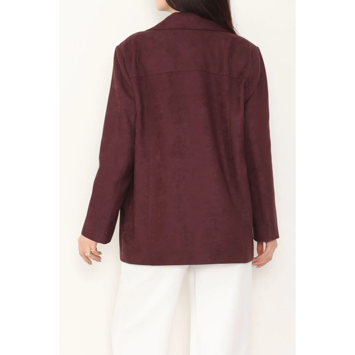 Üstten Takma Cep Süet Ceket Mürdüm - 6291.424.