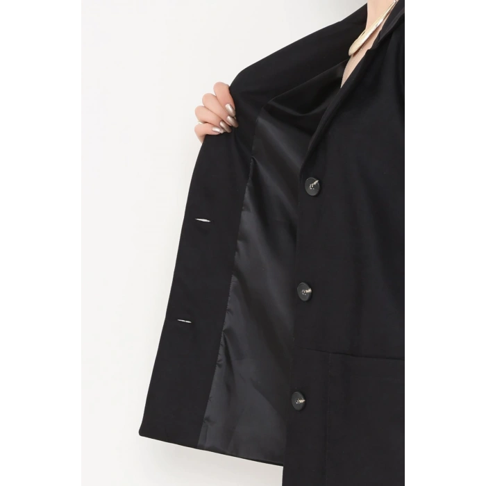 Üstten Takma Cep Süet Ceket Siyah - 6291.424.