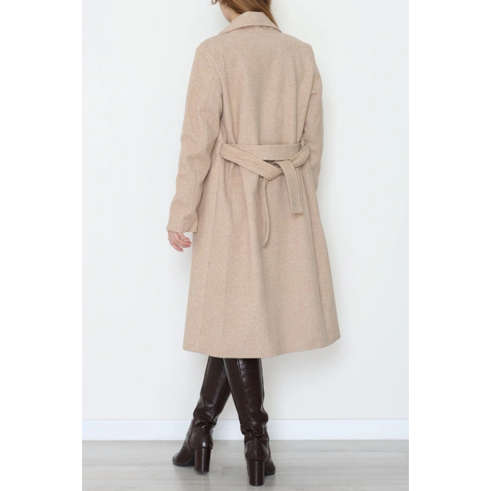 Uzun Astarlı Kaşe Kaban Bej - 4001.1839.