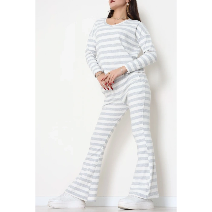 V Yaka Çizgi Takım Gri - 55032.1567.