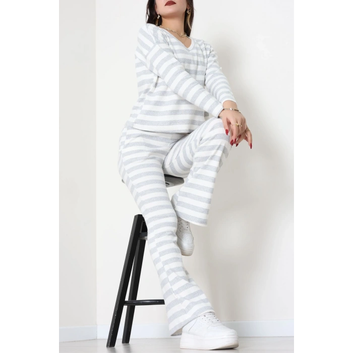 V Yaka Çizgi Takım Gri - 55032.1567.