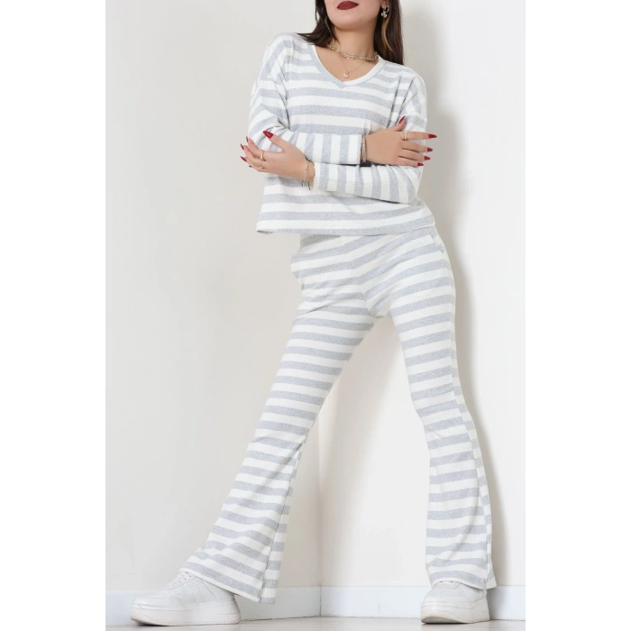 V Yaka Çizgi Takım Gri - 55032.1567.