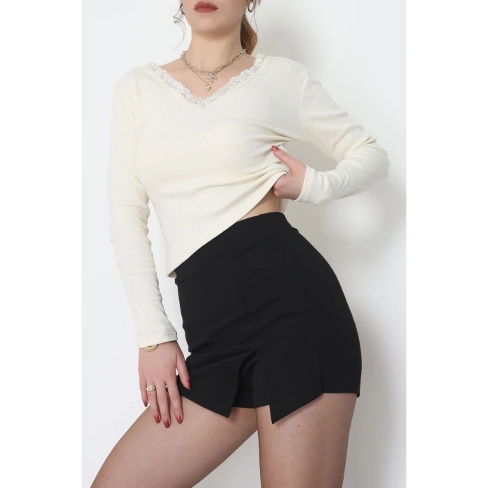 V Yaka Dantelli Kaşkorse Body Krem - 70788.599.