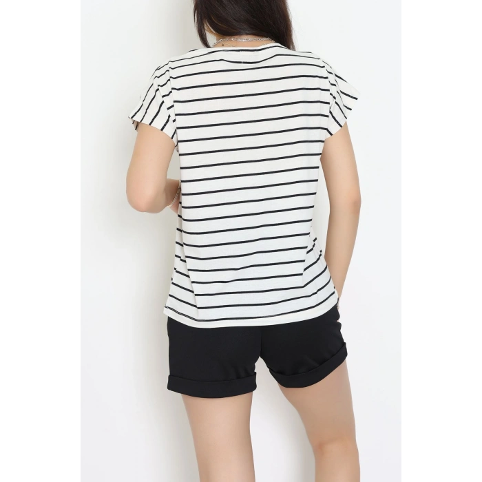 V Yaka Fermuarlı Rejenere Süprem Tişört Ekrusiyah - 600.1567.