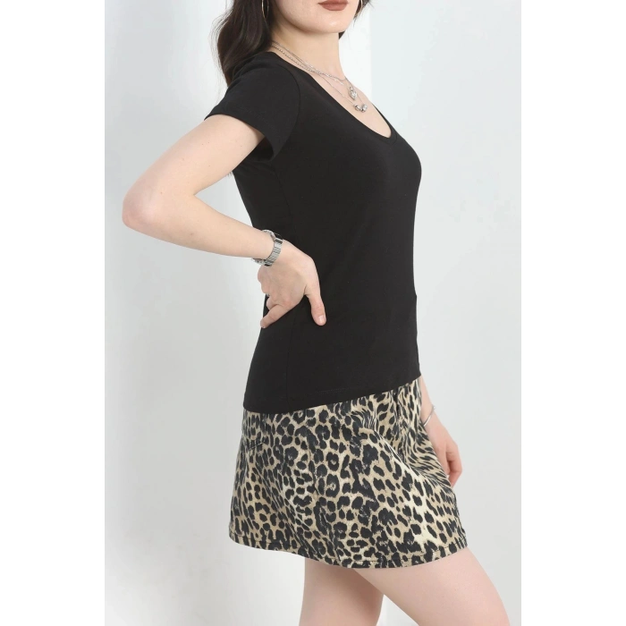 V Yaka Likralı Kompak Body Siyah - 80800.1878.