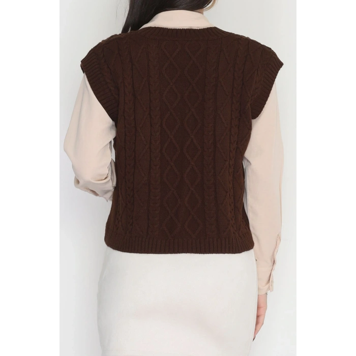 V Yaka Süveter  Kahve - 4049.1577.