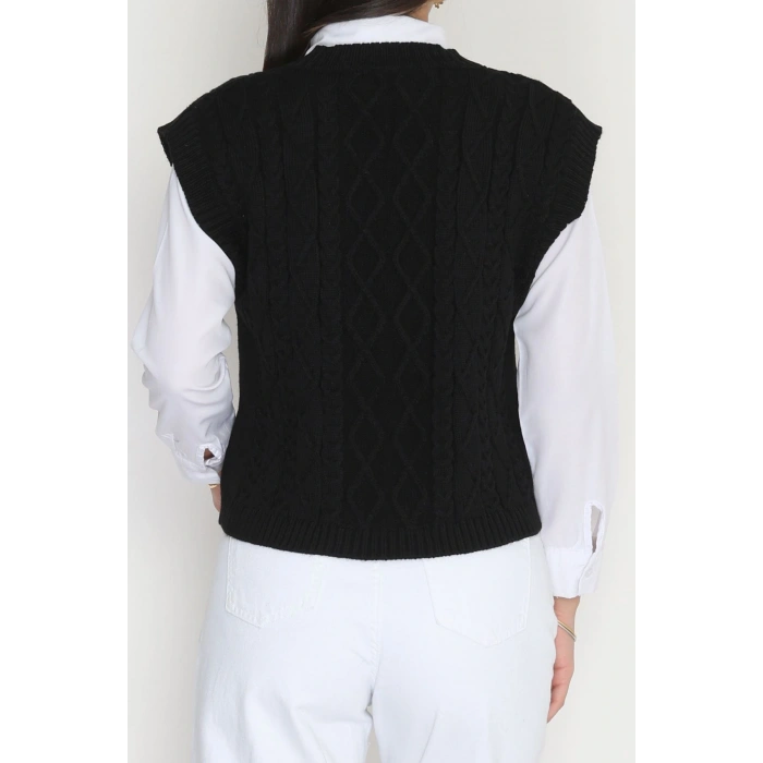 V Yaka Süveter  Siyah - 4049.1577.