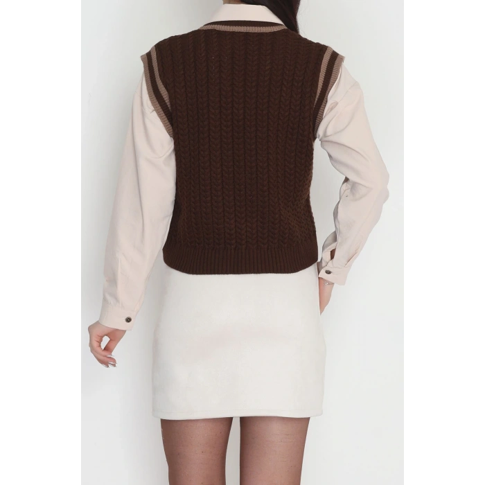 V Yaka Triko Süveter Kahvemocha - 493.1577.