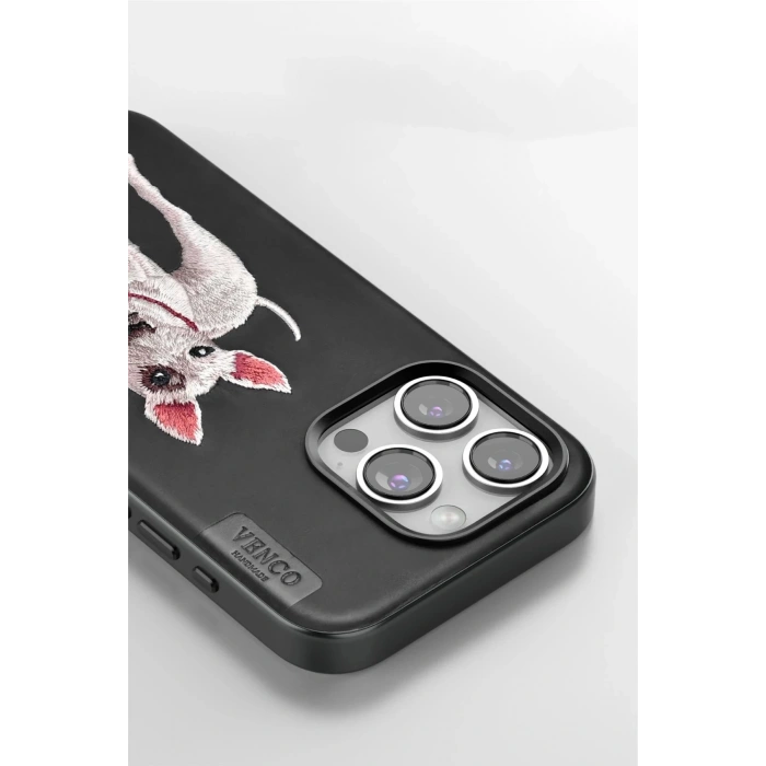 Venco iPhone 14 Pro Max Perma Desenli Kapak - Kahverengi