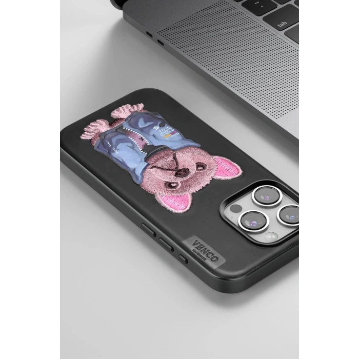 Venco iPhone 15 Pro Cute Desenli Kapak - Siyah