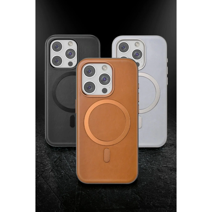 Venco iPhone 16 Pro Puskas Magsafe Kapak - Açık Kahve