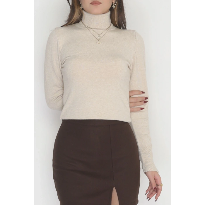 Viskon Elit Boğazlı Triko  Bej - 31057.1766.