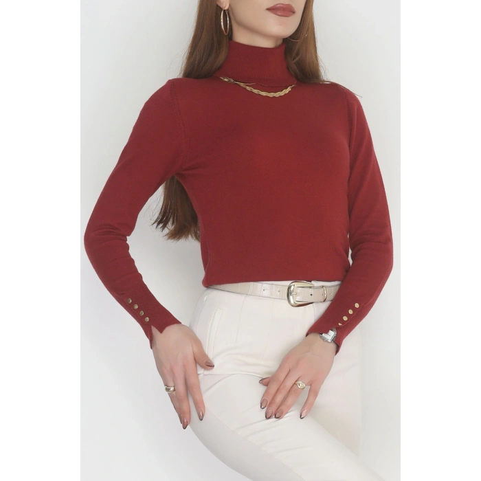 Viskon Elit Boğazlı Triko  Bordo - 31057.1766.