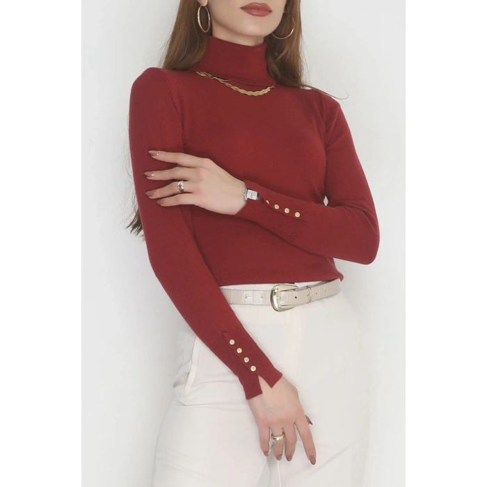 Viskon Elit Boğazlı Triko  Bordo - 31057.1766.