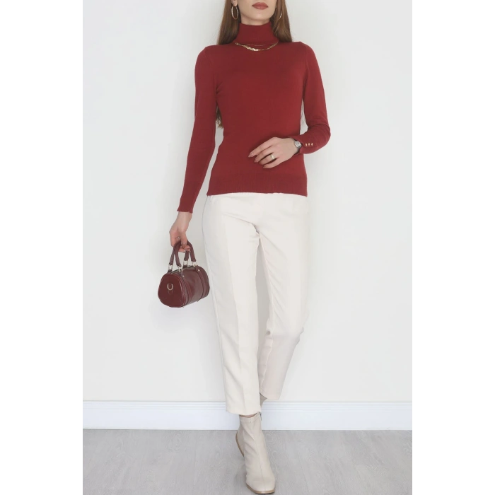 Viskon Elit Boğazlı Triko  Bordo - 31057.1766.