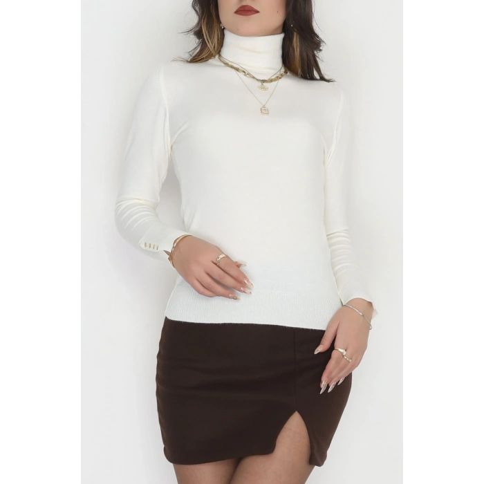 Viskon Elit Boğazlı Triko  Ekru - 31057.1766.