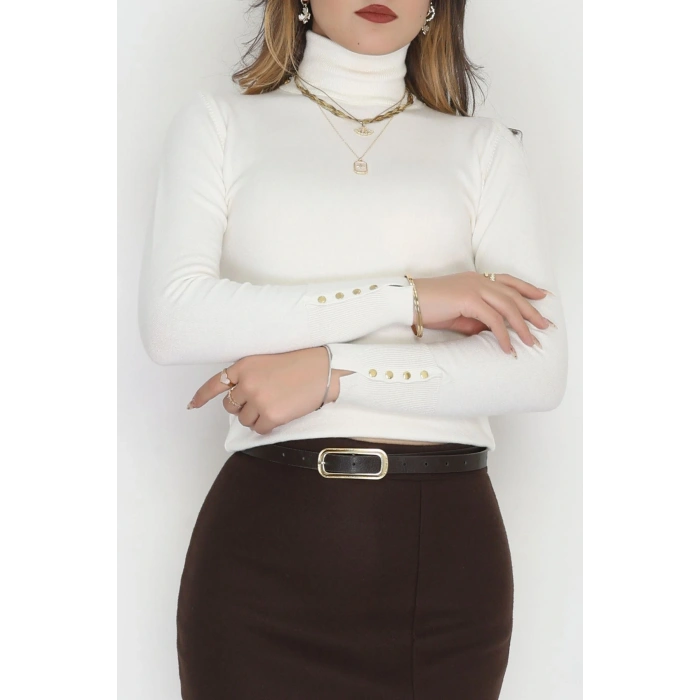 Viskon Elit Boğazlı Triko  Ekru - 31057.1766.