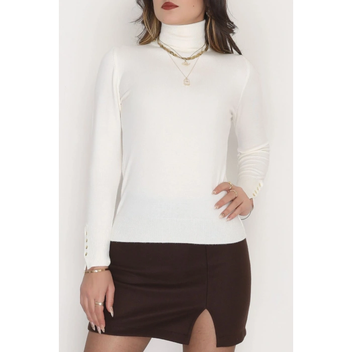 Viskon Elit Boğazlı Triko  Ekru - 31057.1766.