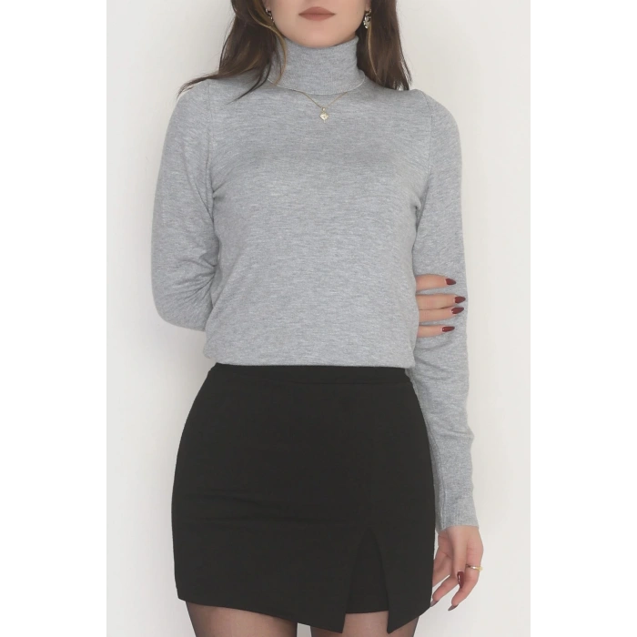Viskon Elit Boğazlı Triko  Gri - 31057.1766.