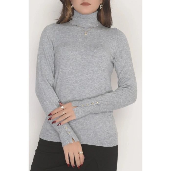 Viskon Elit Boğazlı Triko  Gri - 31057.1766.