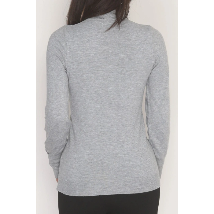 Viskon Elit Boğazlı Triko  Gri - 31057.1766.