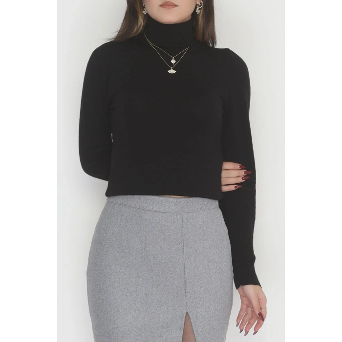 Viskon Elit Boğazlı Triko  Kırçıllısiyah - 31057.1766.