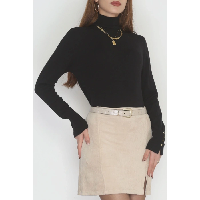 Viskon Elit Boğazlı Triko  Siyah - 31057.1766.