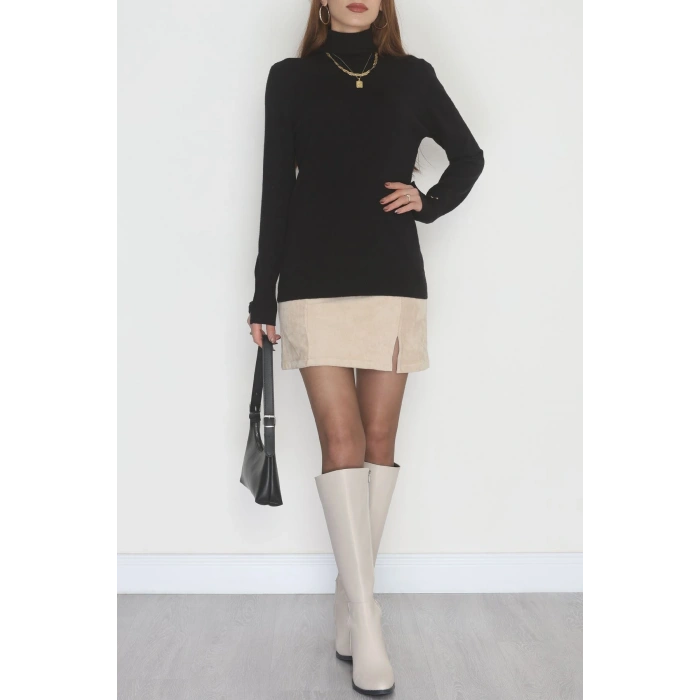 Viskon Elit Boğazlı Triko  Siyah - 31057.1766.