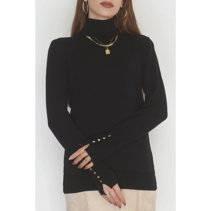 Viskon Elit Boğazlı Triko  Siyah - 31057.1766.