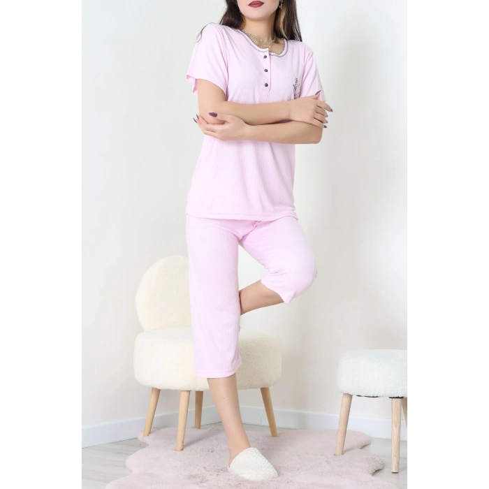 Viskon Fitilli Pijama Takımı Pudra - 52203.2123.