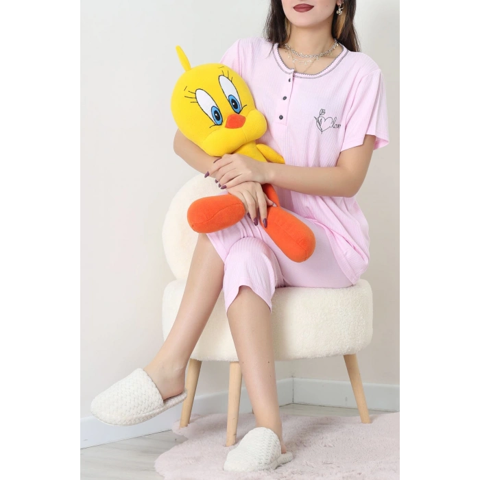 Viskon Fitilli Pijama Takımı Pudra - 52203.2123.