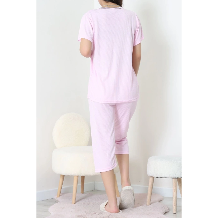 Viskon Fitilli Pijama Takımı Pudra - 52203.2123.