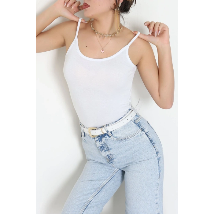 Viskon İp Askılı Atlet Beyaz - 6500.2127.