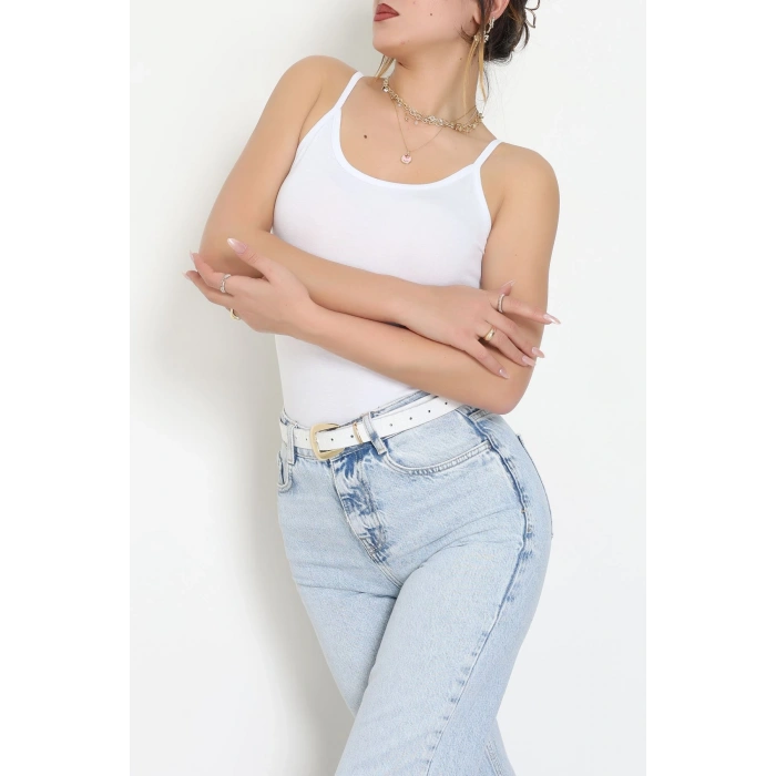 Viskon İp Askılı Atlet Beyaz - 6500.2127.