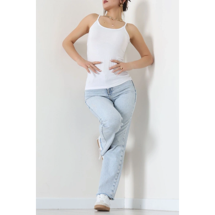 Viskon İp Askılı Atlet Beyaz - 6500.2127.