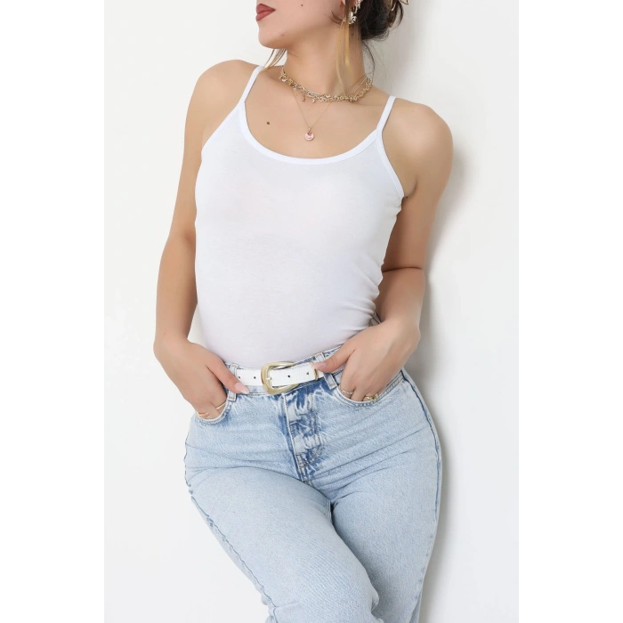 Viskon İp Askılı Atlet Beyaz - 6500.2127.