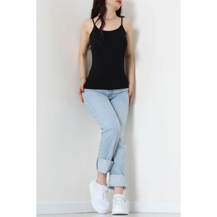 Viskon İp Askılı Atlet Siyah - 6500.2127.