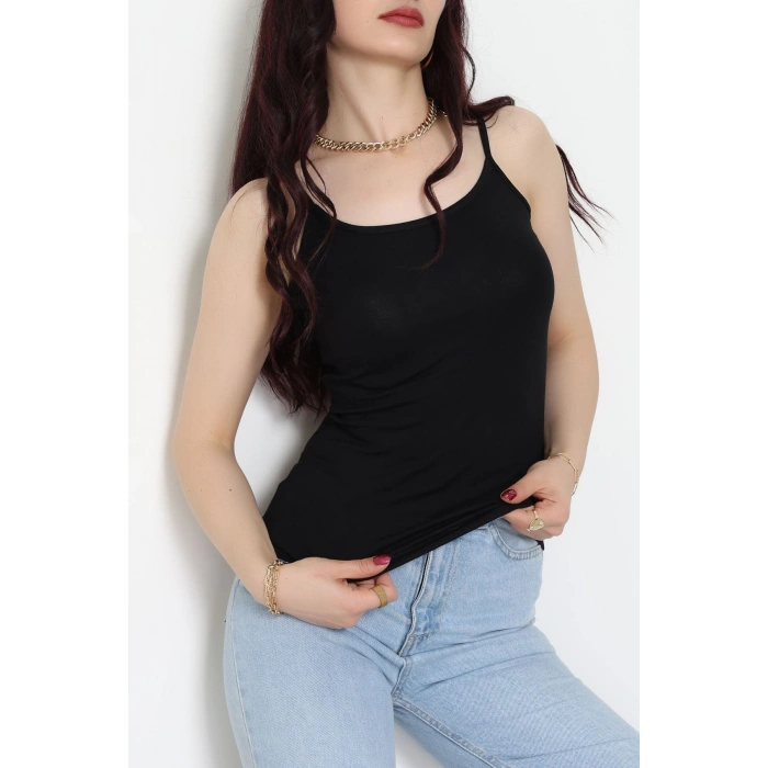 Viskon İp Askılı Atlet Siyah - 6500.2127.