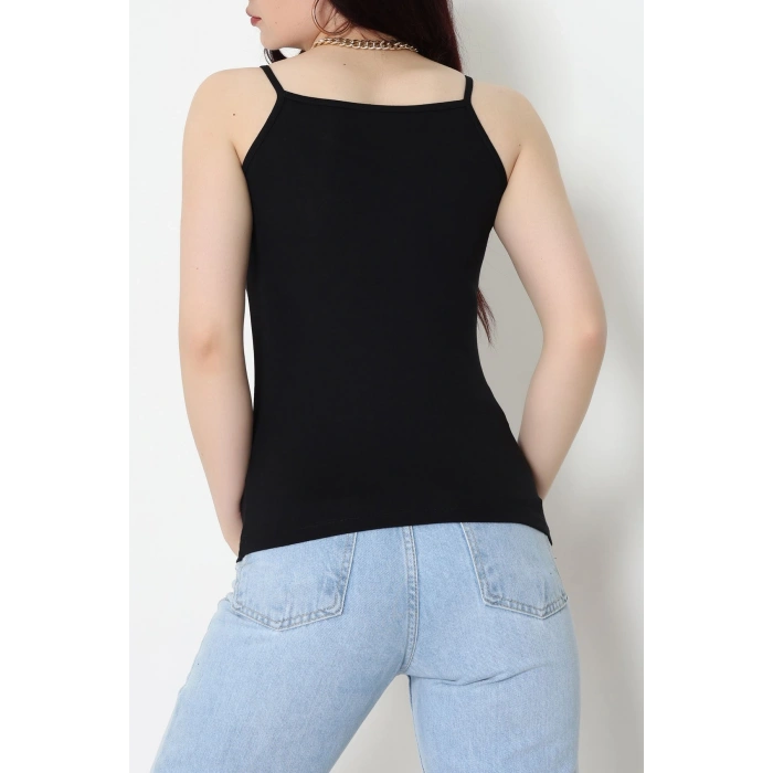 Viskon İp Askılı Atlet Siyah - 6500.2127.