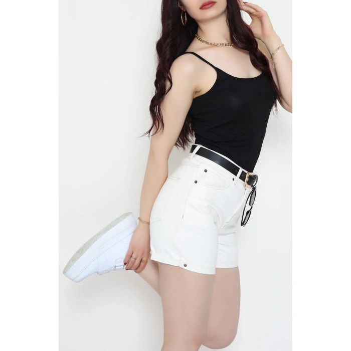 Viskon İp Askılı Çıtçıtlı Atlet Siyah - 3500.2127.